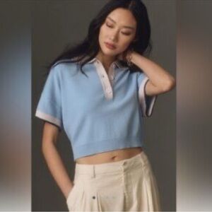 Anthropologie cropped collared top